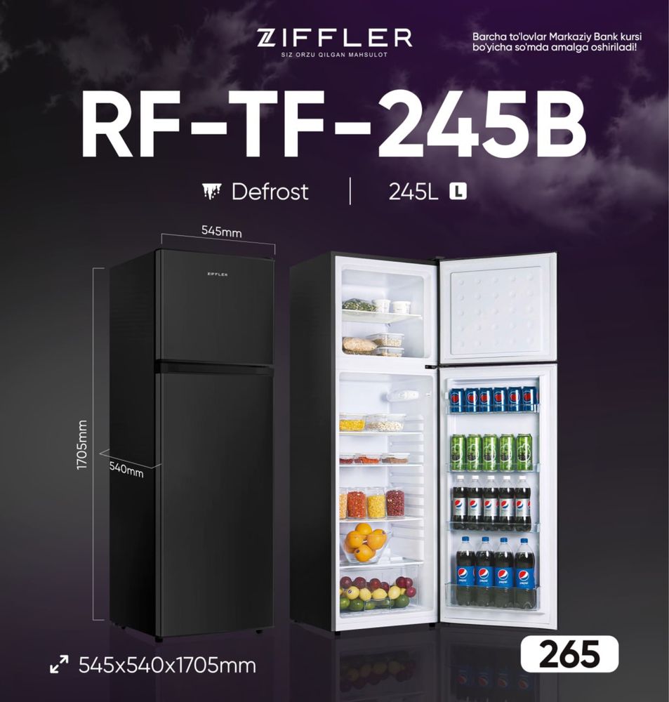 akciya XOLODILNIK  Ziffler RF-TF-245B Defrost