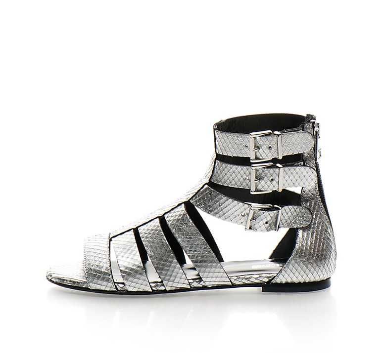 JUST CAVALLI № 37 – Дамски кожени сандали "SILVER GLADIATOR" нови