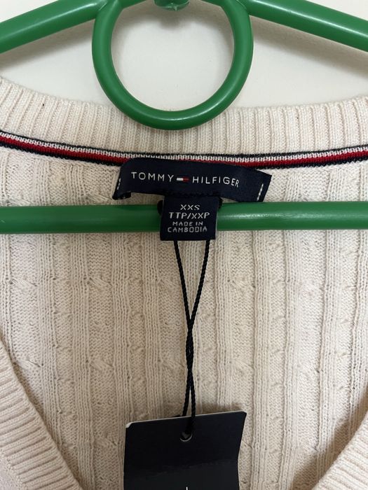 Pulover V neck Tommy Hilfiger slim fit waist pentru femei XXS