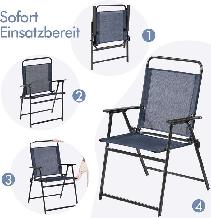 Set 2 scaune gradina pliante, cadru metal |S 592847 Navy Blue(2pcs)