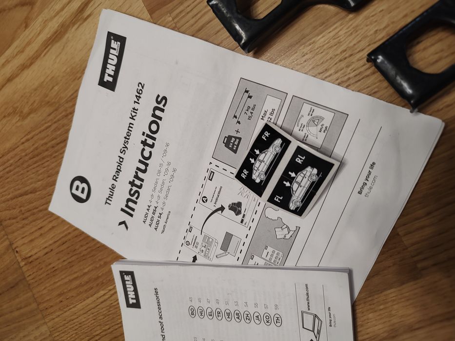 Kit montaj bare transversalej Thule Kit 1462 Audi A4 B8, 2008 - 2015