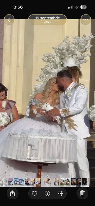 Porumbei voiajori albi pentru evenimente + ladita in forma de inima