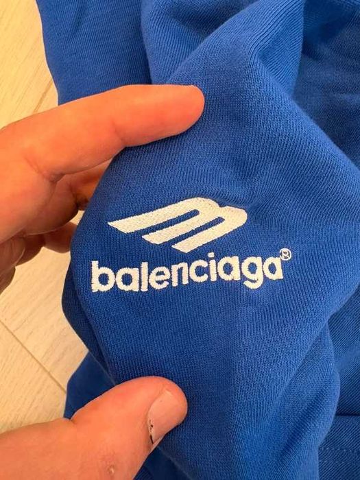 Balenciaga Soccer Zip Up Hoodie Blue