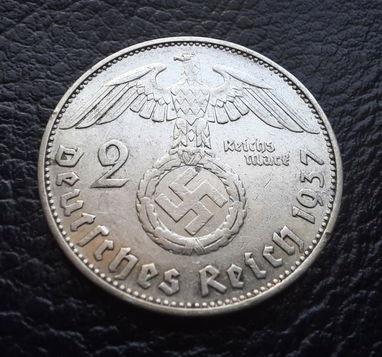 Стара сребърна монета 2 марки 1937 г. буква Е  Германия- прекрасна !