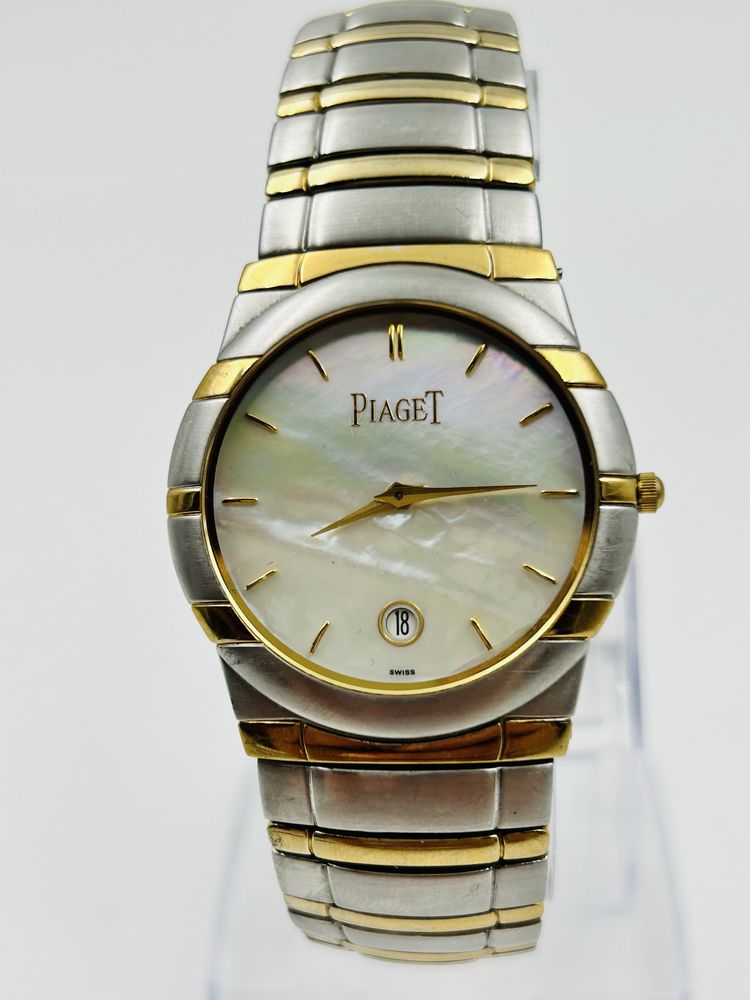Луксозен швейцарски часовник Piaget стомана и позлата