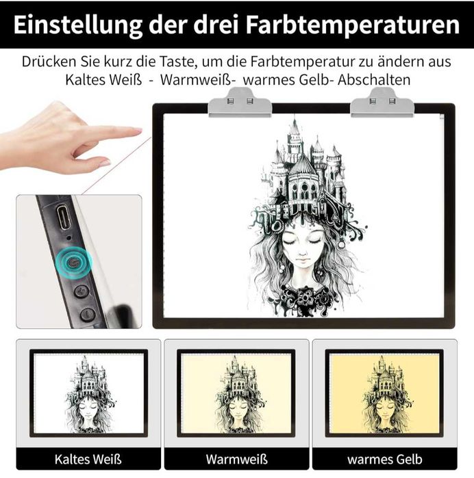 Осветителна маса A3 със стойка/щипки 3000 mAh батерия за рисуване