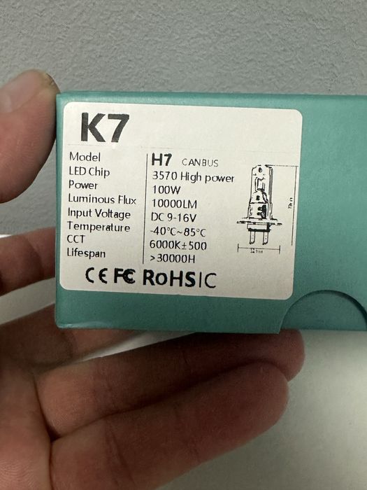 Set 2 becuri H7 LED K7  ~ 100w/10000LM / CANBUS, Lumina Puternica !!!