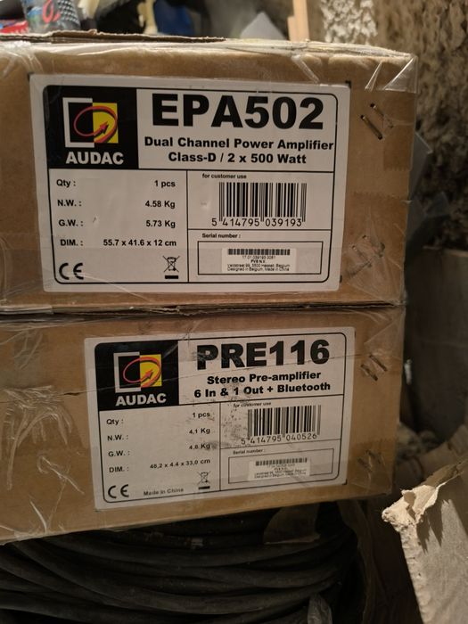 Предусилитель-микшер AUDAC PRE116. Усилитель класса D AUDAC EPA502.