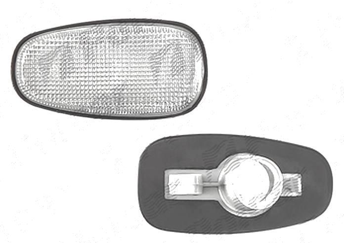 Semnalizare laterala Opel Astra G 01.1909, Frontera B 2003, Speedster (E01) 07.2005, Zafira 01.1905; fata, stanga = dreapta, ECE, fara soclu bec, alb, carcasa neagra, bec WY5W, 09120467, 1713400, TYC