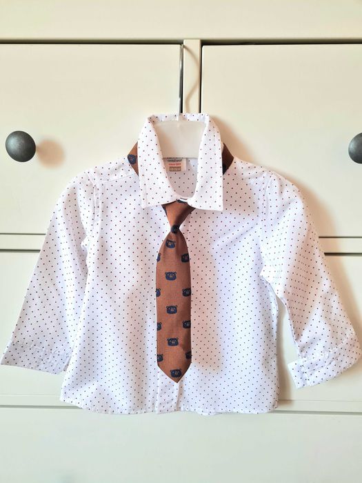 Set elegant sacou, cămașă și cravată bebe, 3-6 luni, noi