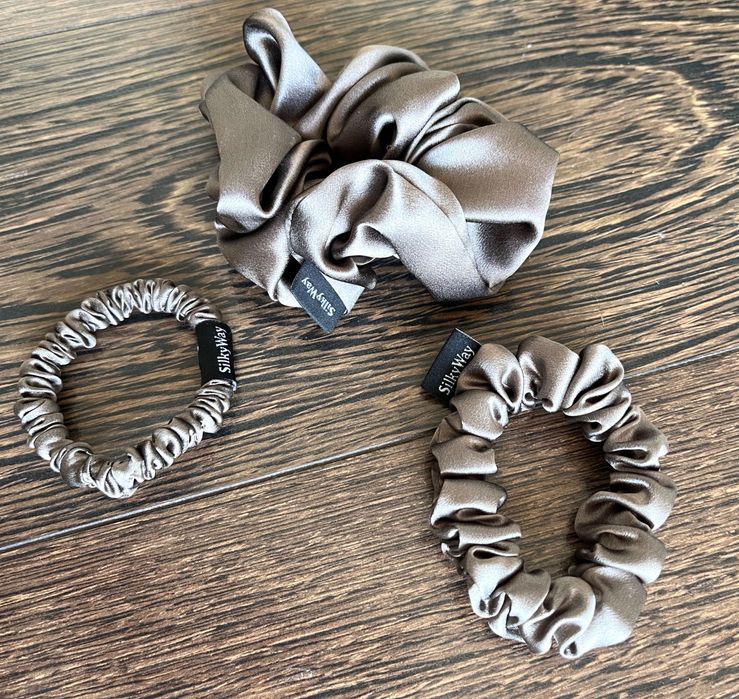 Set 3 elastice par matase naturala scrunchie