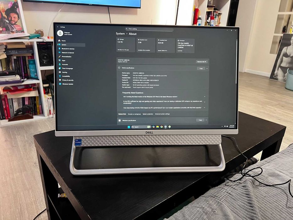 Sistem All-in-One Dell i5-1135G7,  8GB DDR4, 256GB SSD + 1TB HDD