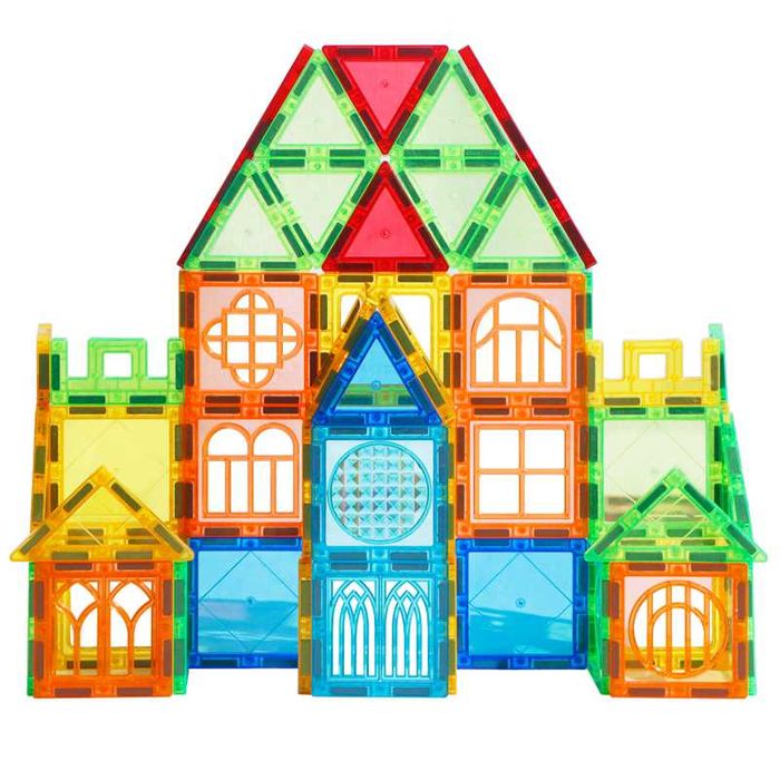 Set de Constructie Magnetic Tiles 3D, jucarii educationale, 60 Piese