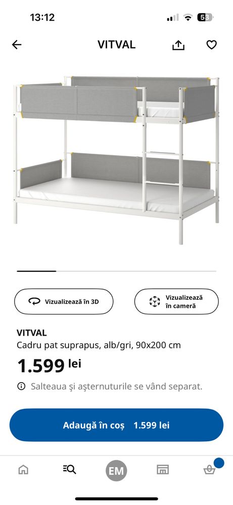 Pat suprapus VITVAL + saltele - stare foarte bună