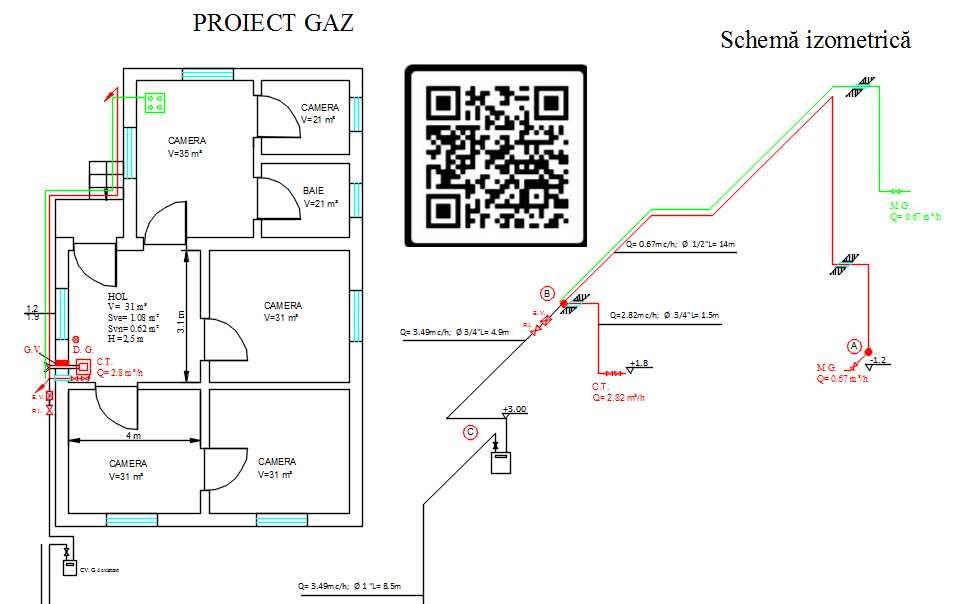 Proiect gaz, instalatii centrale,  bransamente GAZ