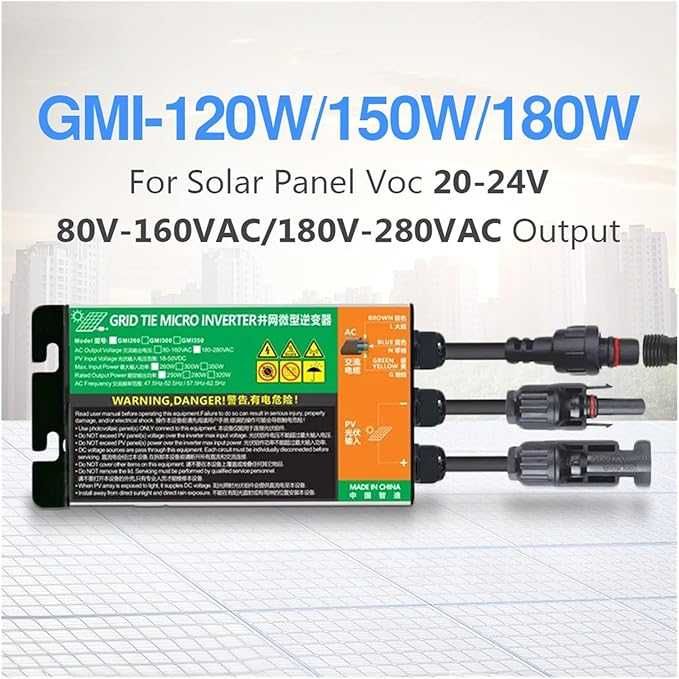 120W 150W 180W Соларен фотоволтаичен мрежов микро инвертор