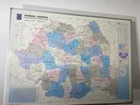 Hartă Administrativă România, Format Mare, Ramă Aluminiu 100×140 cm,