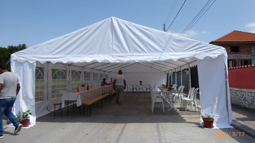 Професионални шатри 6х10 м, водоустойчив PVC брезент 500гр/м2