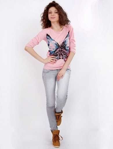 Bluza Pink Butterfly cu spate gol/taieturi/franjuri TRANSPORT GRATUIT