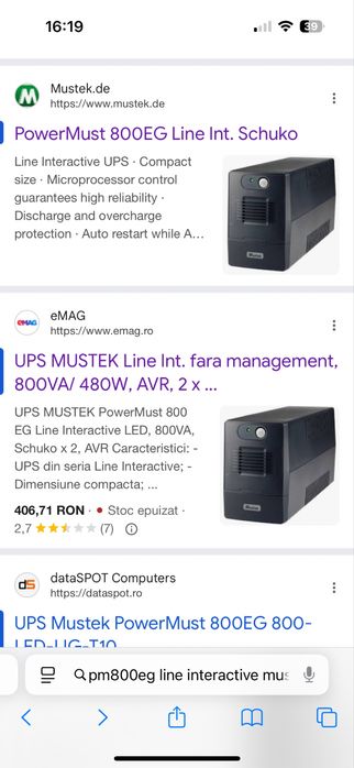 UPS MUSTEK Line Int. 800VA/ 480W, AVR