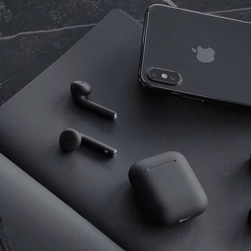 +ДОСТАВКА AirPods 2/2 black matte (qora matoviy) Dubai Lux