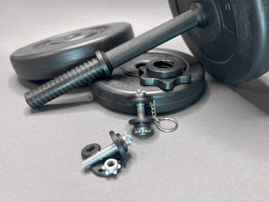 Breloc Halteră 3D Printat: Discuri Detasabile, Cadou Fitness