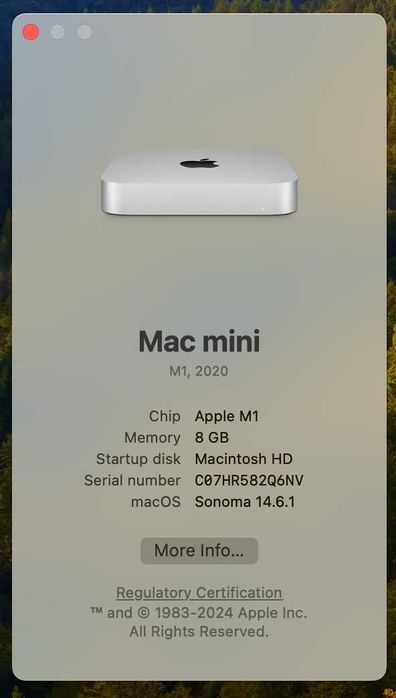 Mac mini M1 , 8GB , 256 GB