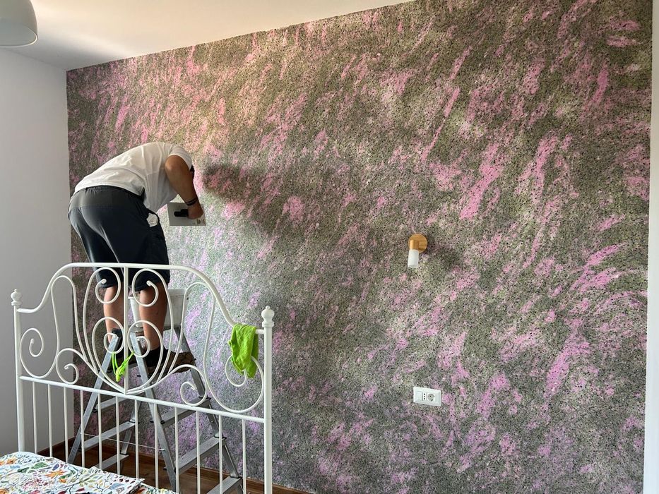 Zugrăvit tencuială mecanizată , tapet decorativă reparații apartamente
