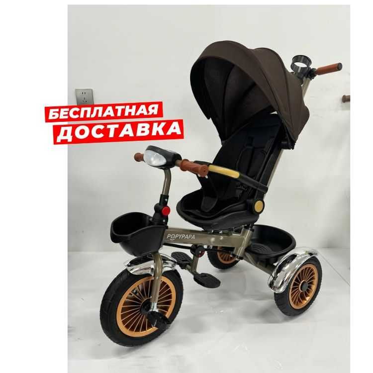 Велоколяска детская, трехколесный велосипед со святящимися фарами