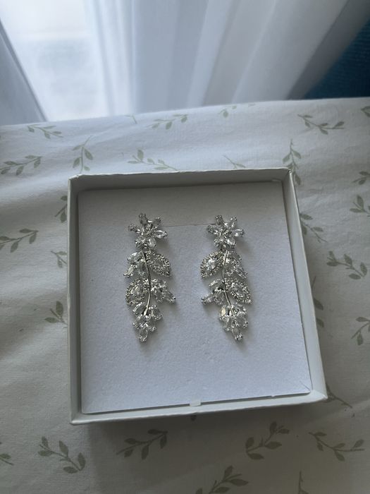 Cercei placati cu aur, zirconiu cubic mireasa