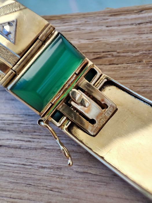 Bratara Aur 14K Calcedonie Naturala Calcedonia Unicat