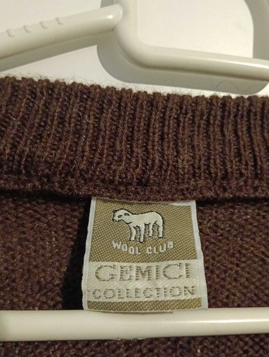 Pulover clasic anchoir bărbați maro 100% lână, XL, NOS