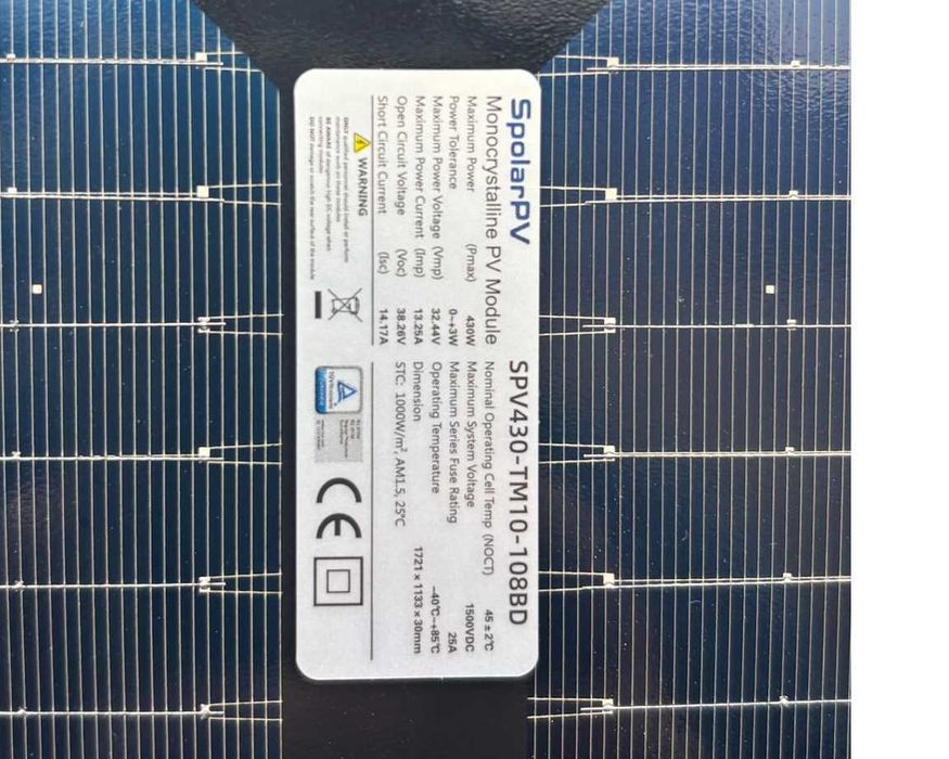 Panou fotovoltaic bifacial FULL BLACK Spolar 430W  266 RON