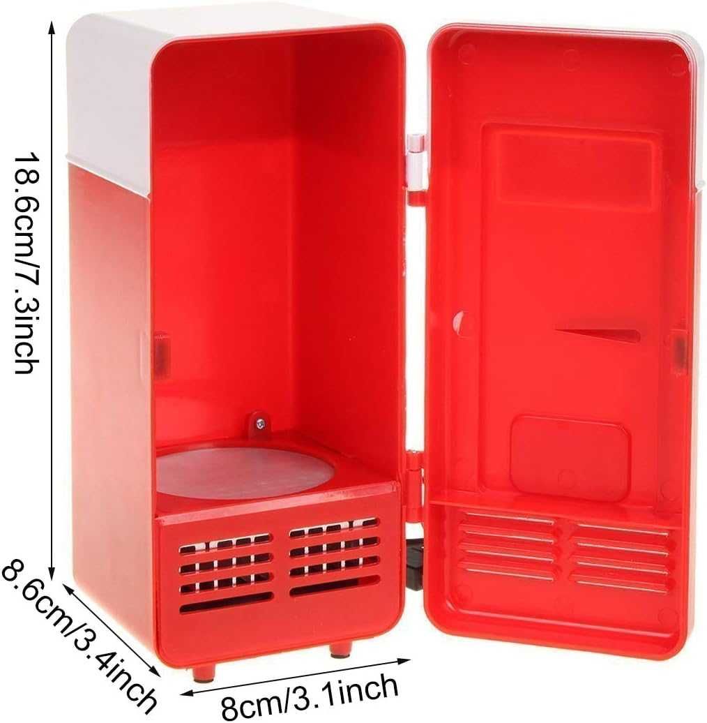 ThreeH  Мини червен USB хладилник