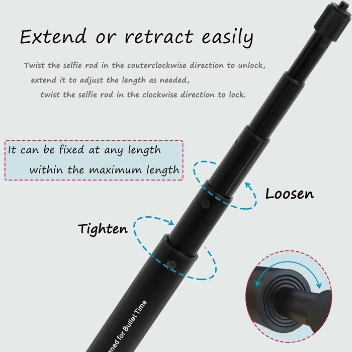 Invisible Selfie Stick 114cm stick invizibil camere actiune Insta360