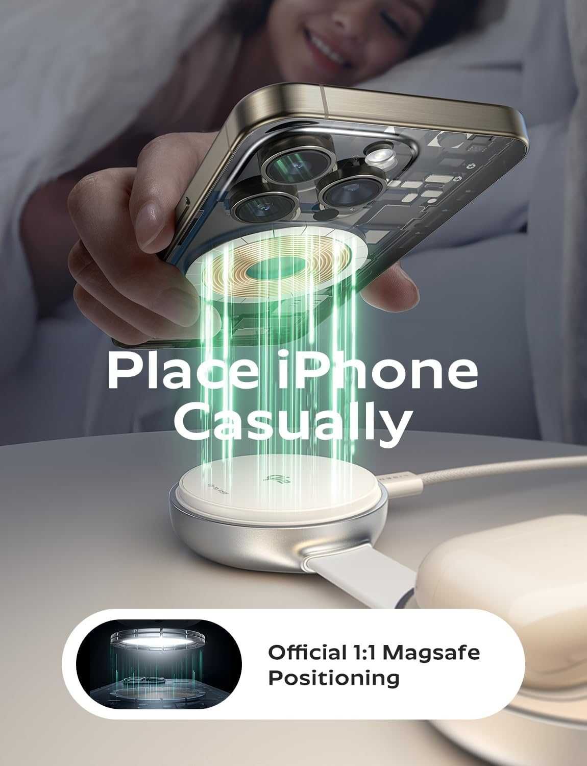 НОВО! Qi2 Magsafe 3в1 безжично зарядно за iPhone 16/15 Pro Max