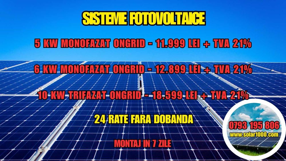 Montaj Panouri Fotovoltaice - Posibilitate Rate - Cost minim