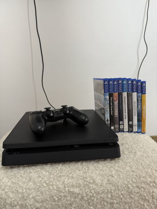 PS4 Slim 1TB + Controller + 9 Jocuri – Stare foarte bună