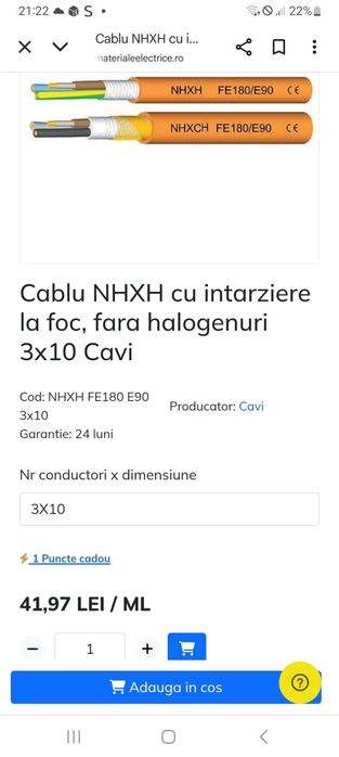Cablu electric 33 de ml 3x10mm nou