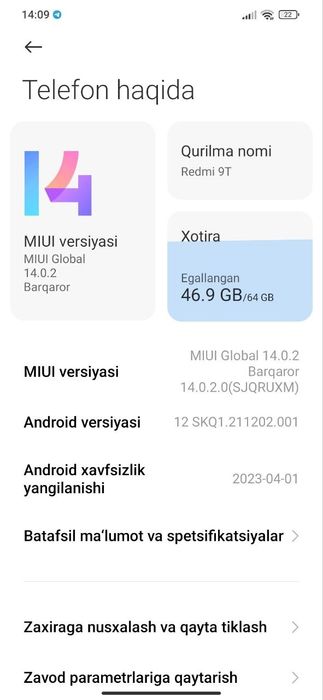 Redmi T 9  usta koʻrmagan