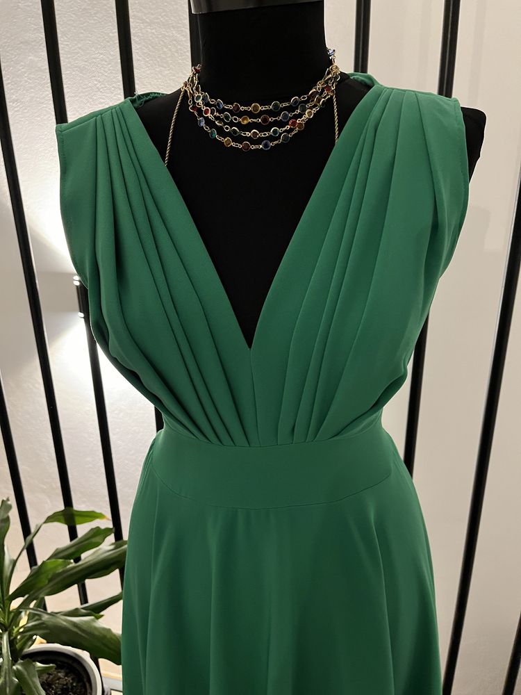 Rochie lunga verde crud