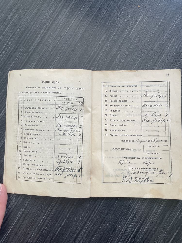 Бележник от 1939/1940 г.