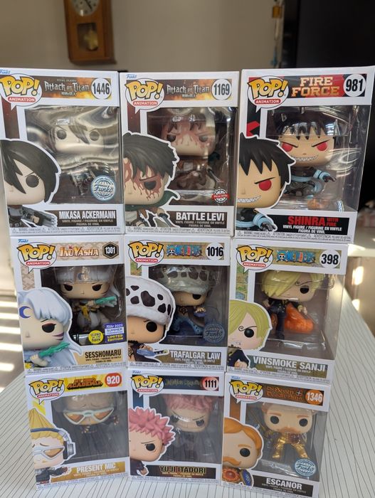 Funko Pop One Piece AoT Levi Jujutsu Dragon Ball My Hero Escanor Law