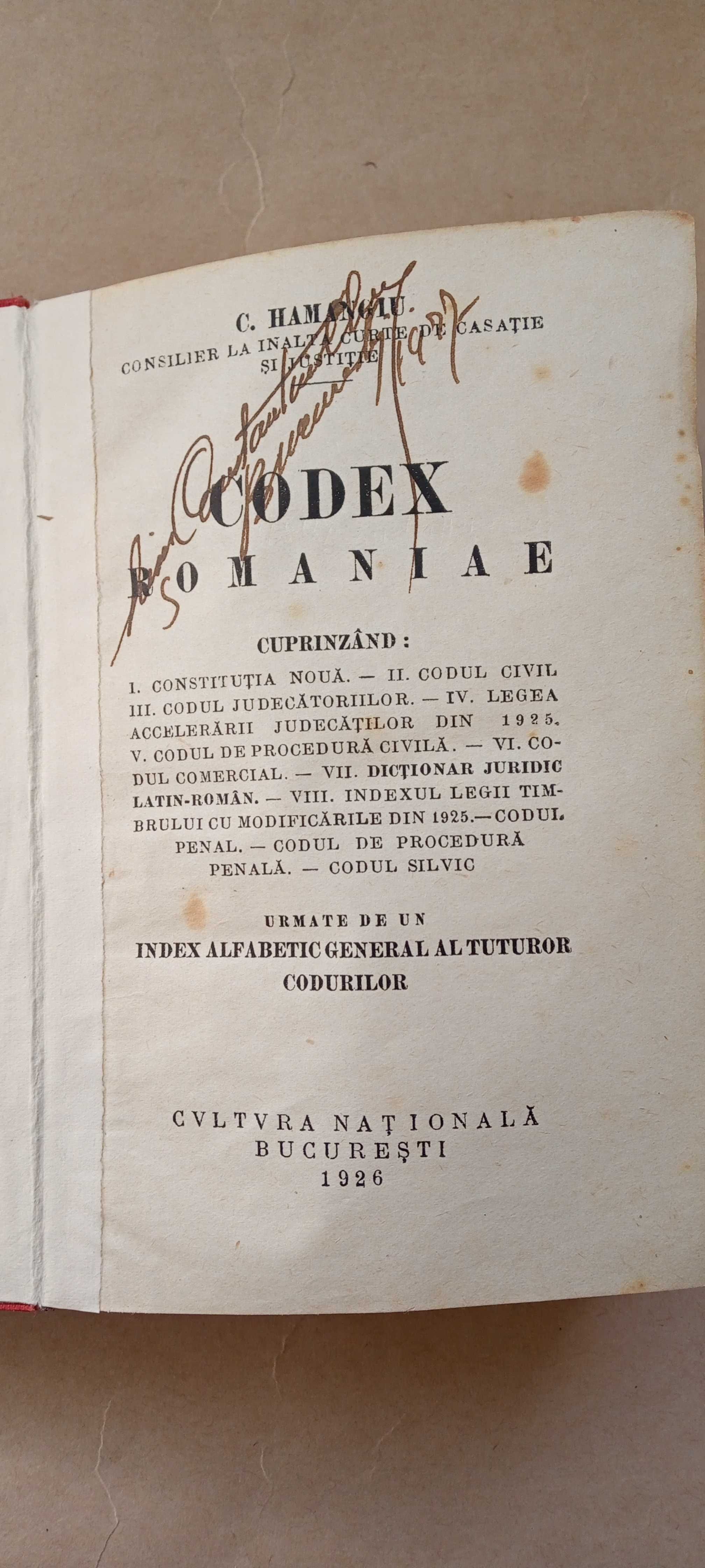 codex romanie de hamangiu 1926