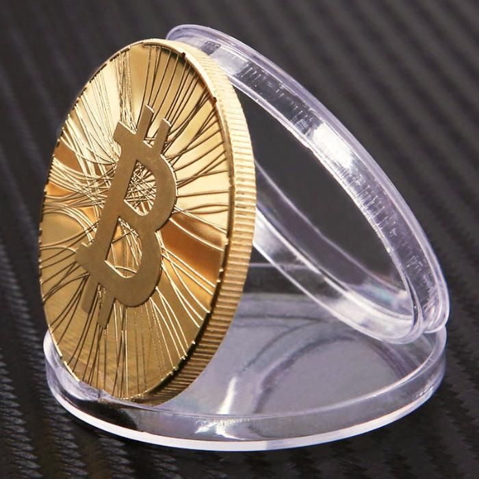 Колекционерска биткойн/bitcoin монета с позлата/посребряване