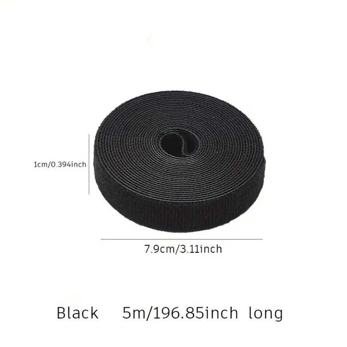 Bandă organizare cabluri (reusable cable straps), 5 m, negru și gri