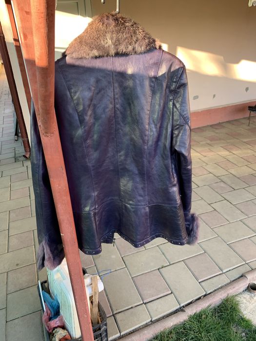 Geaca dama din piele napa mov marimea 44