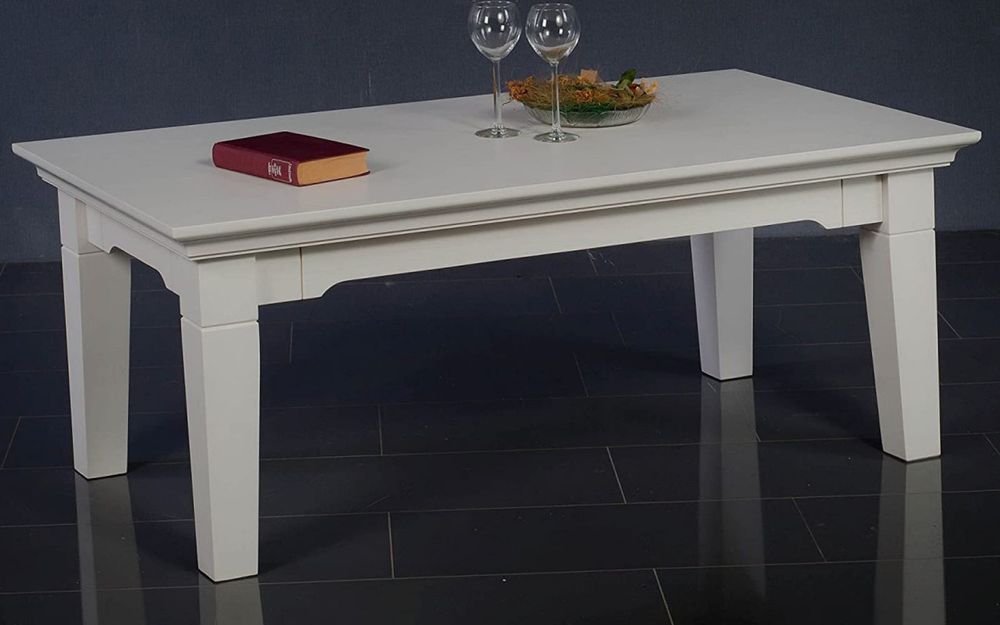 masuta de cafea leona, lemn masiv, alb, 110 x 60 x 50 cm