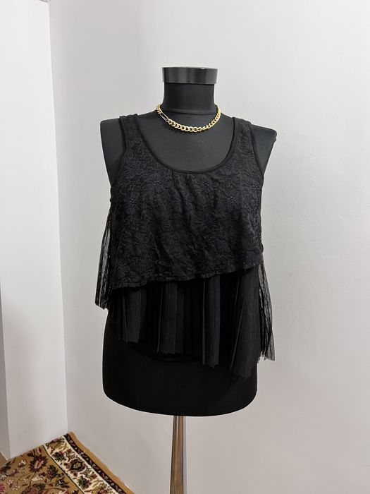 Top mariou H&M negru din voal si dantela S
