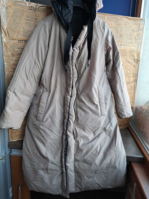 дамско яке,зимно,дълго Пухено,шуба гъши пух,две лица